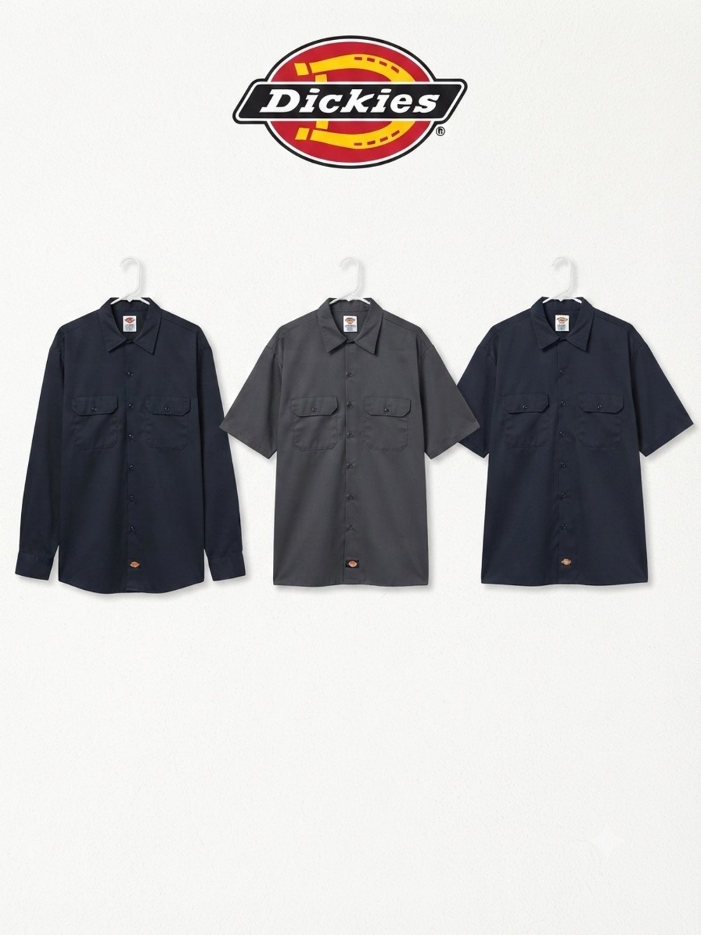 Dickies Men's 2XL Twill Work Shirt Short Sleeve Long Sleeve Navy Gray [COPY]